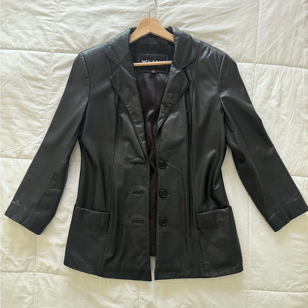 Wilsons Leather Black Leather Blazer